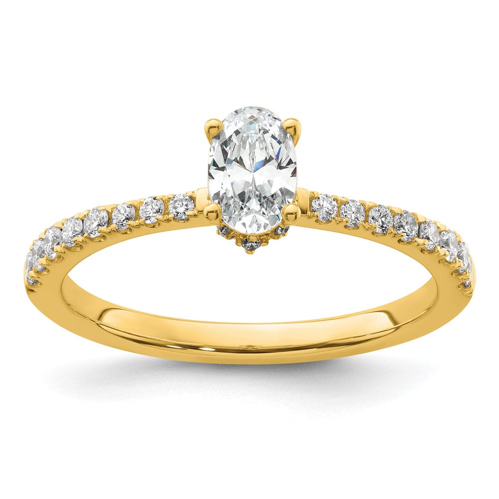 14K Gelbgold Verlobungsring mit 0,25 ct. laborgezüchtetem Diamant VS/SI+ G+, Oval Semi-Mount Fassung, 0,5 ct. Mittelstein
