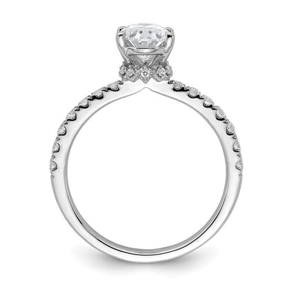 14K Weißgold Verlobungsring mit 0,25 ct. Labor-gezüchtetem Diamant VS/SI+ G+ und 1,5 ct. ovalem Diamant in der Mitte