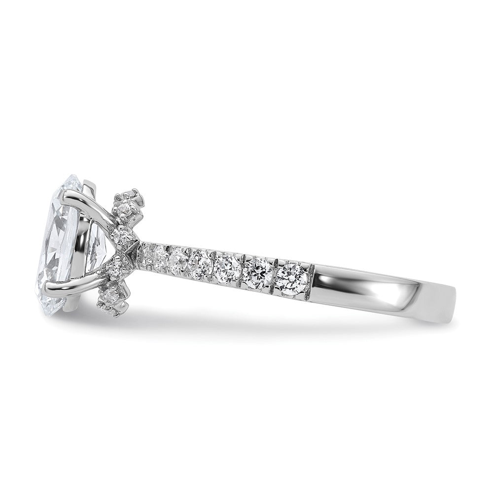 14K Weißgold Verlobungsring mit 0,25 ct. Labor-gezüchtetem Diamant VS/SI+ G+ und 1,5 ct. ovalem Diamant in der Mitte