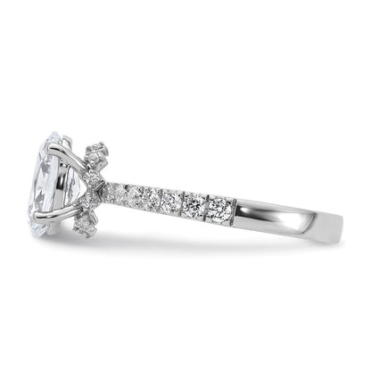 14K Weißgold Verlobungsring mit 0,25 ct. Labor-gezüchtetem Diamant VS/SI+ G+ und 1,5 ct. ovalem Diamant in der Mitte