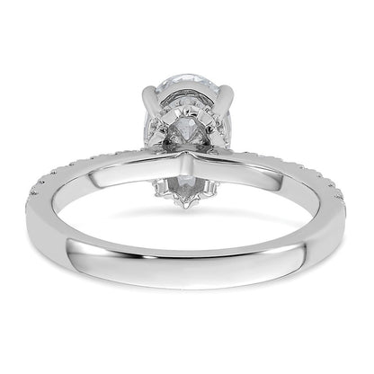 14K Weißgold Verlobungsring mit 0,25 ct. Labor-gezüchtetem Diamant VS/SI+ G+ und 1,5 ct. ovalem Diamant in der Mitte