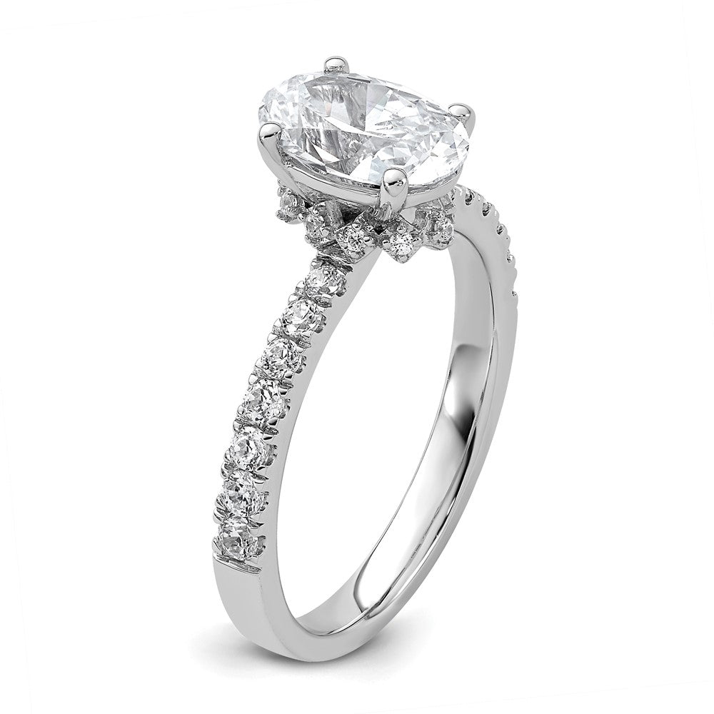 14K Weißgold Verlobungsring mit 0,25 ct. Labor-gezüchtetem Diamant VS/SI+ G+ und 1,5 ct. ovalem Diamant in der Mitte