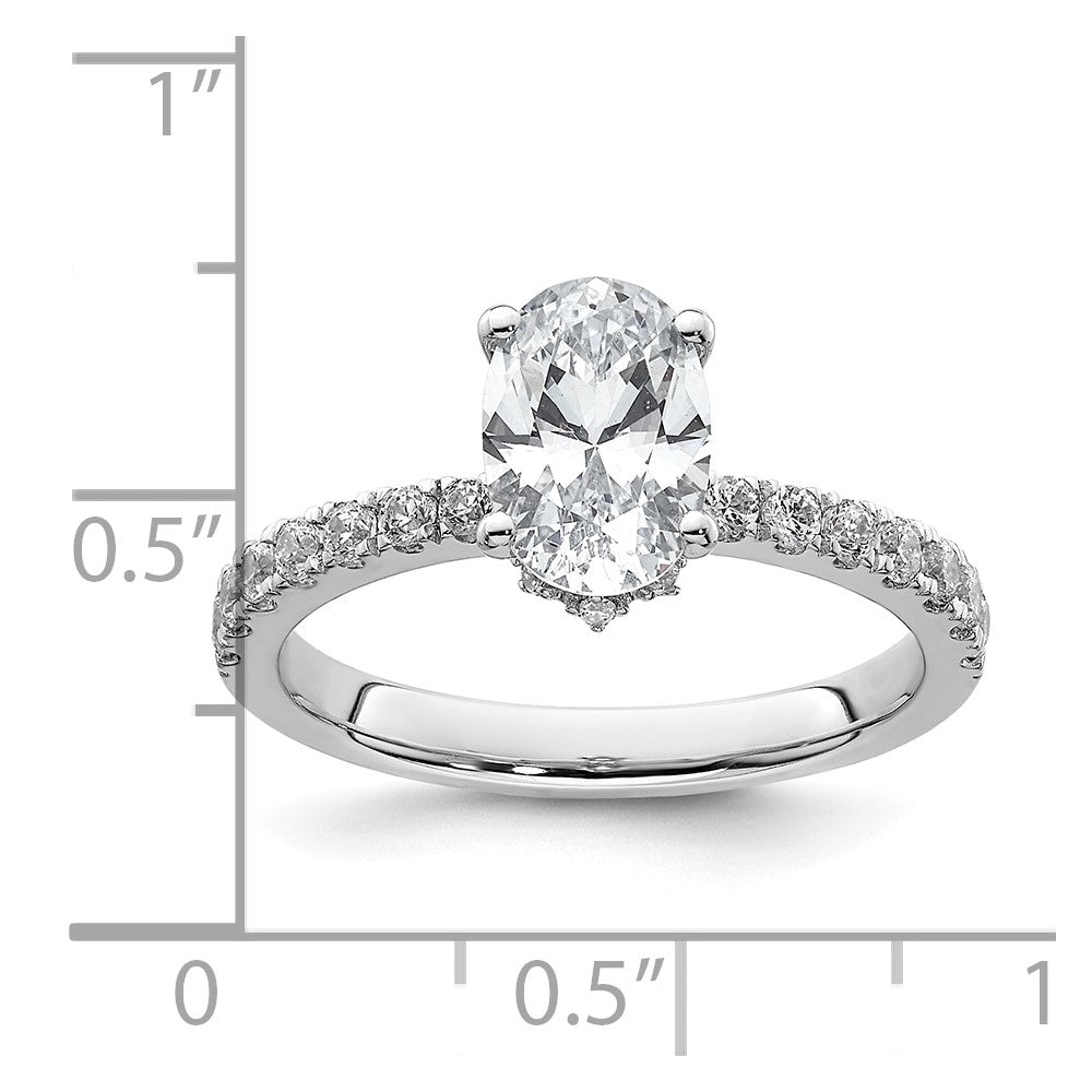 14K Weißgold Verlobungsring mit 0,25 ct. Labor-gezüchtetem Diamant VS/SI+ G+ und 1,5 ct. ovalem Diamant in der Mitte