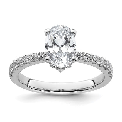 14K Weißgold Verlobungsring mit 1,375 ct. laborgezüchtetem Oval-Solitär-Diamant VS/SI+ G+