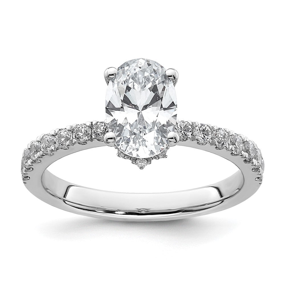 14K Weißgold Verlobungsring mit 0,25 ct. Labor-gezüchtetem Diamant VS/SI+ G+ und 1,5 ct. ovalem Diamant in der Mitte