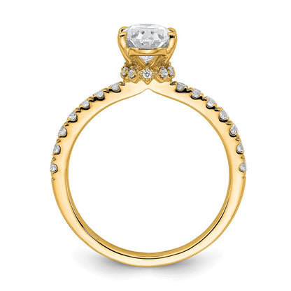 14K Gelbgold Weiß 1,375 ct. Laborgezüchteter Diamant VS/SI+ G+ Oval Kompletter Solitär-Verlobungsring