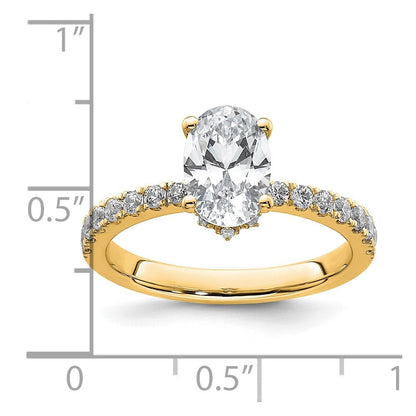 14K Gelbgold Verlobungsring, Semi-Mount-Fassung für 1,5 ct. ovalen Mittelstein, mit 0,25 ct. weißen laborgezüchteten Diamanten VS/SI+ G+