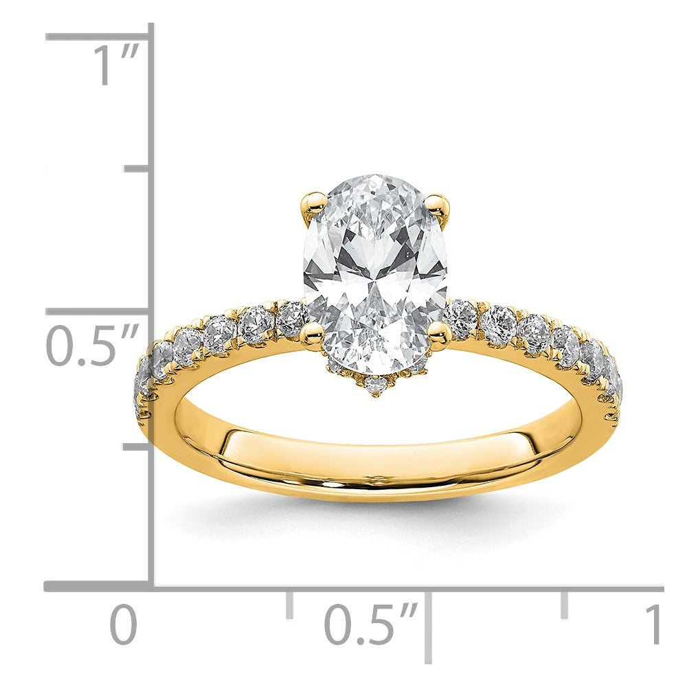 14K Gelbgold Weiß 1,375 ct. Laborgezüchteter Diamant VS/SI+ G+ Oval Kompletter Solitär-Verlobungsring