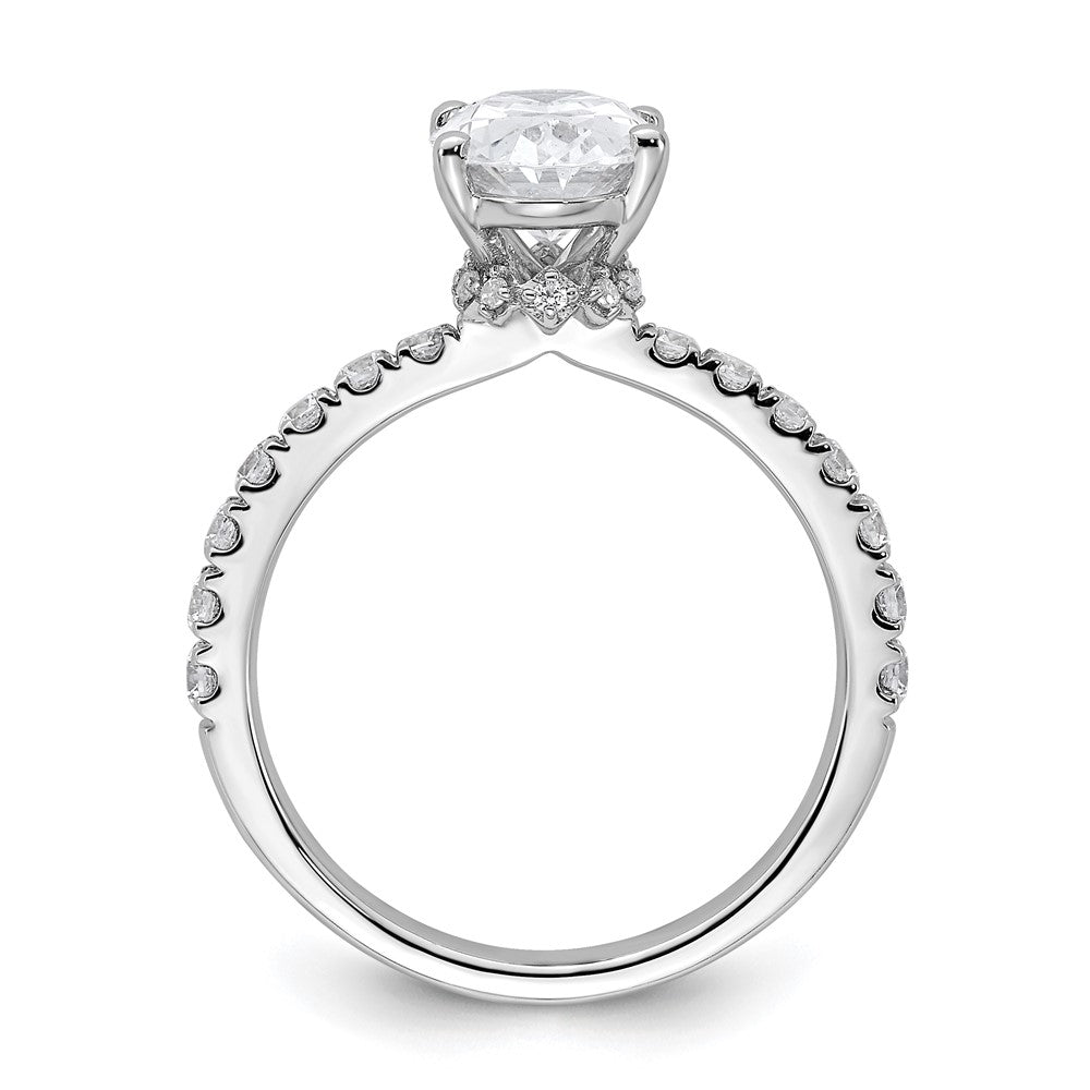 14K Weißgold Verlobungsring mit ovalem, im Labor gezüchtetem Center-Diamant, 2 ct., VS/SI+, G+, Nebensteine 0,25 ct
