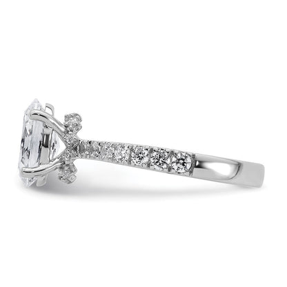14K Weißgold Verlobungsring mit ovalem, im Labor gezüchtetem Center-Diamant, 2 ct., VS/SI+, G+, Nebensteine 0,25 ct