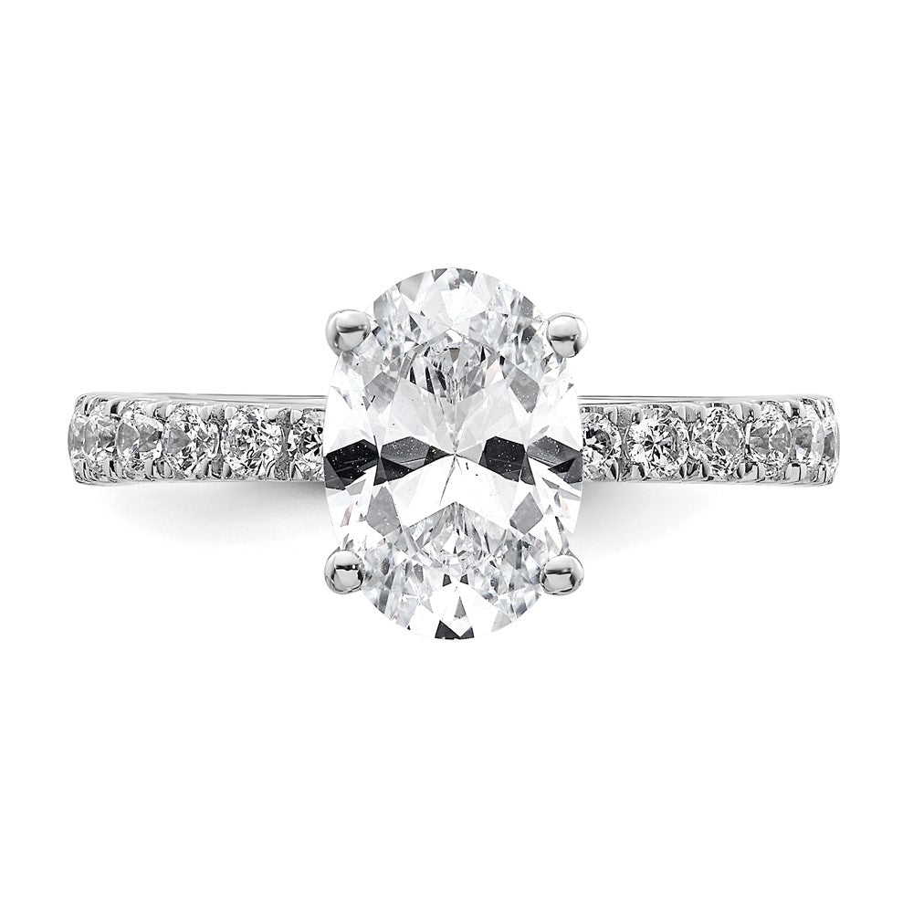 14K Weißgold Verlobungsring mit ovalem, im Labor gezüchtetem Center-Diamant, 2 ct., VS/SI+, G+, Nebensteine 0,25 ct