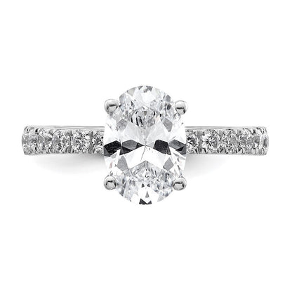 14K Weißgold Verlobungsring mit ovalem, im Labor gezüchtetem Center-Diamant, 2 ct., VS/SI+, G+, Nebensteine 0,25 ct