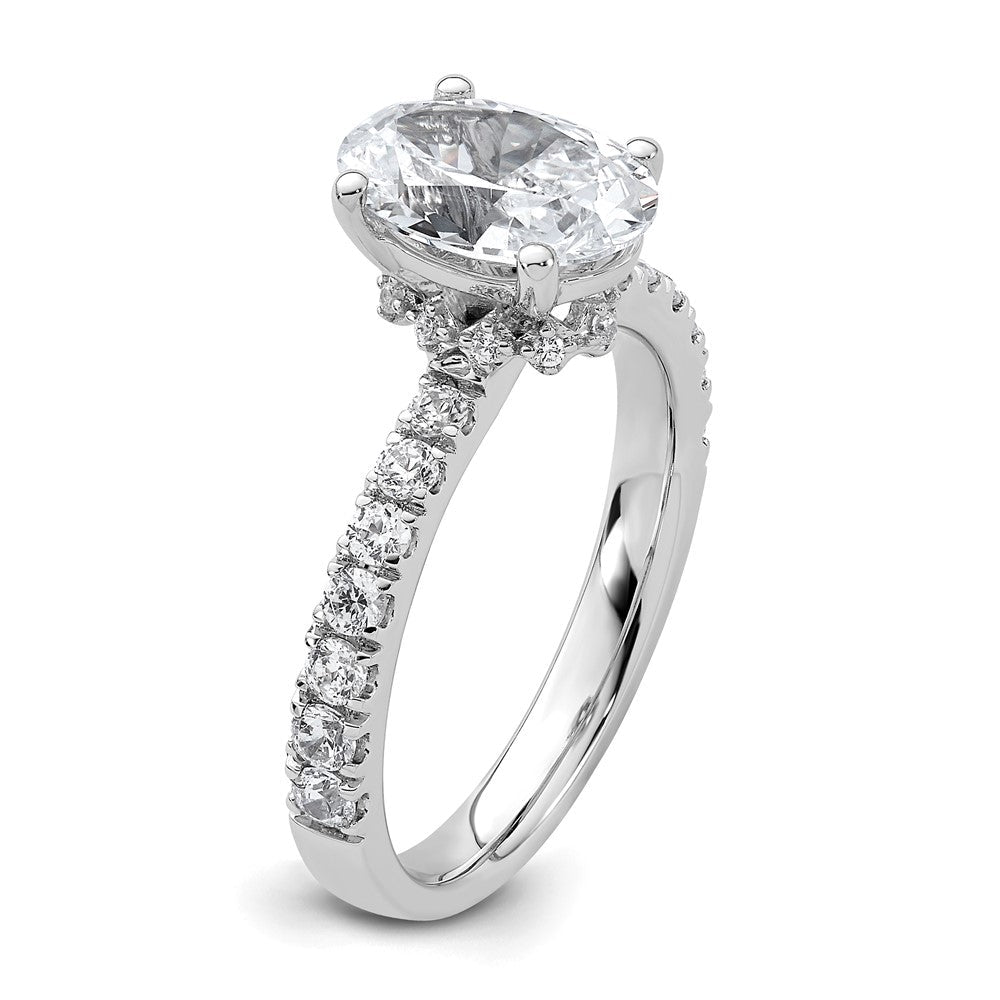 14K Weißgold Verlobungsring mit ovalem, im Labor gezüchtetem Center-Diamant, 2 ct., VS/SI+, G+, Nebensteine 0,25 ct