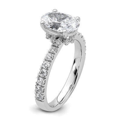 14K Weißgold Verlobungsring mit ovalem, im Labor gezüchtetem Center-Diamant, 2 ct., VS/SI+, G+, Nebensteine 0,25 ct