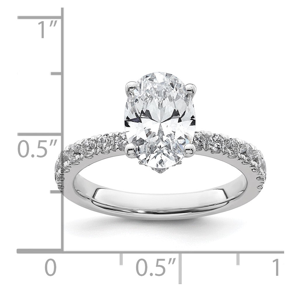 14K Weißgold Verlobungsring mit ovalem, im Labor gezüchtetem Center-Diamant, 2 ct., VS/SI+, G+, Nebensteine 0,25 ct