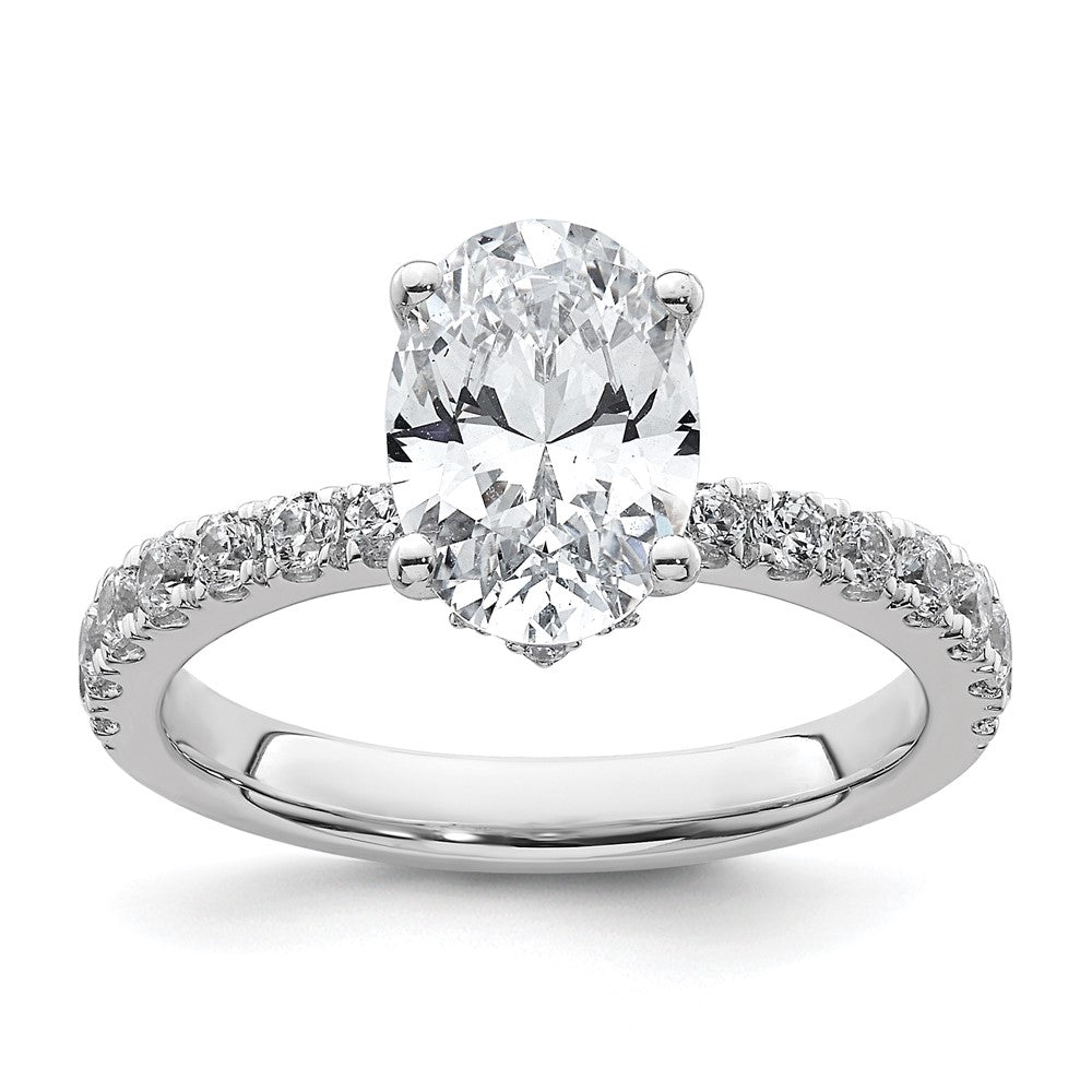 14K Weißgold Verlobungsring mit ovalem, im Labor gezüchtetem Center-Diamant, 2 ct., VS/SI+, G+, Nebensteine 0,25 ct