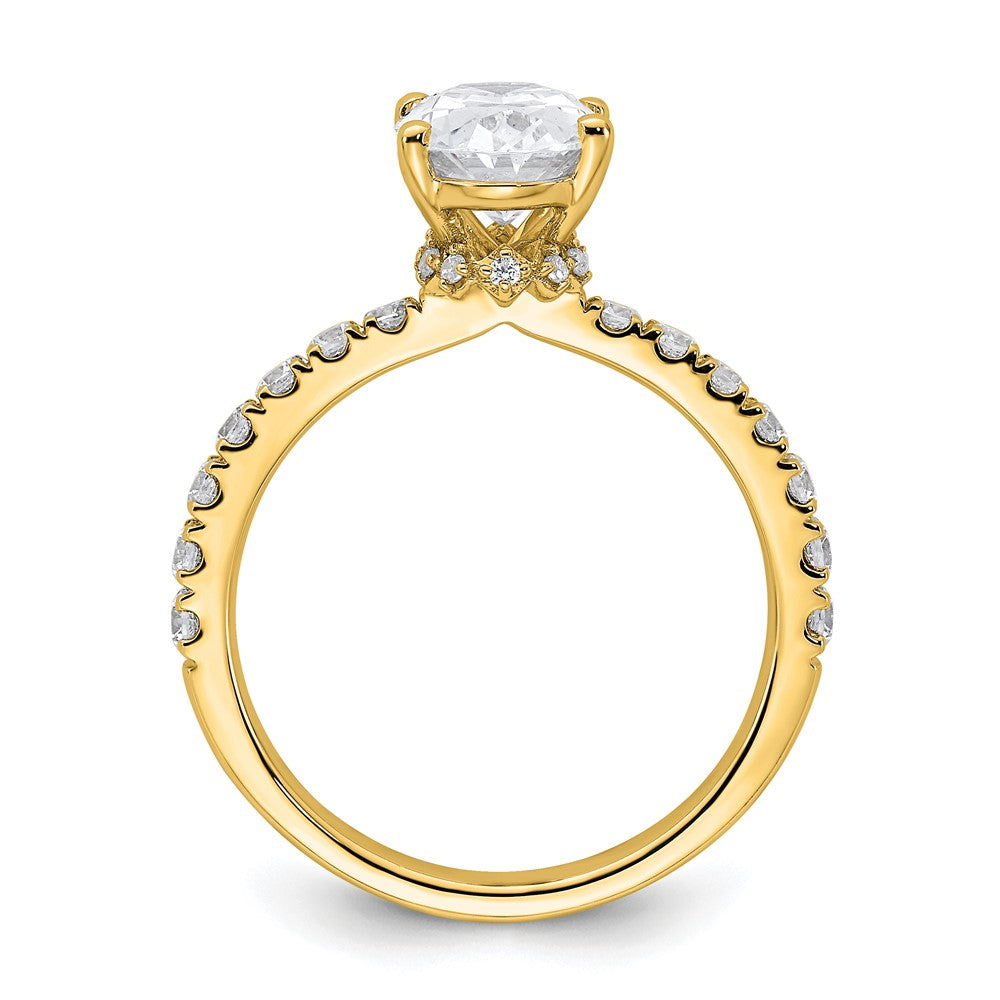 14K Gelbgold Verlobungsring mit weißem 0,25 ct. Labor-Diamant VS/SI+ G+ und ovalem 2 ct. Center-Diamant