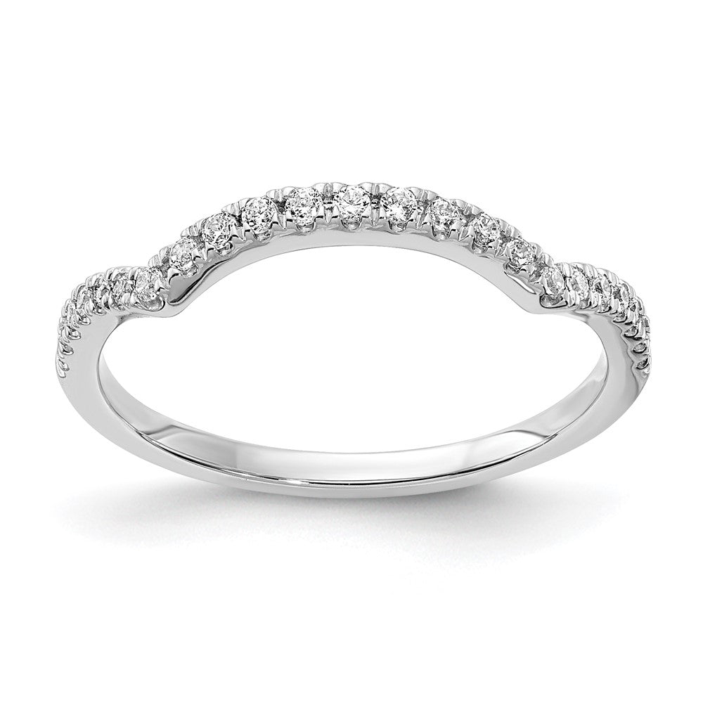14K Weißgold Set aus 2 konturierten Eheringen mit echten Diamanten
