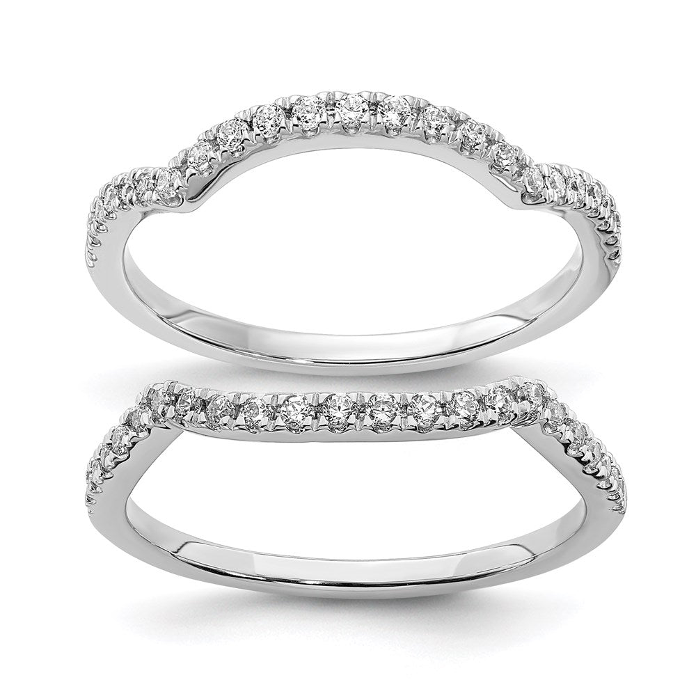 14K Weißgold Set aus 2 konturierten Eheringen mit echten Diamanten