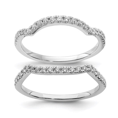 14K Weißgold Set aus 2 konturierten Eheringen mit echten Diamanten