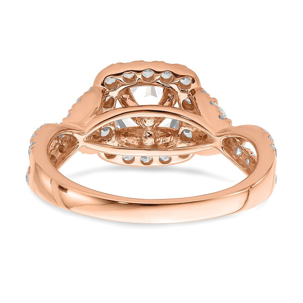 14K Roségold Morganit Halo-Verlobungsring mit echten Diamanten