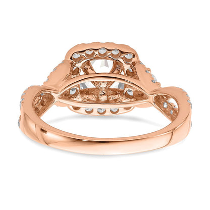 14K Roségold Morganit Halo-Verlobungsring mit echten Diamanten