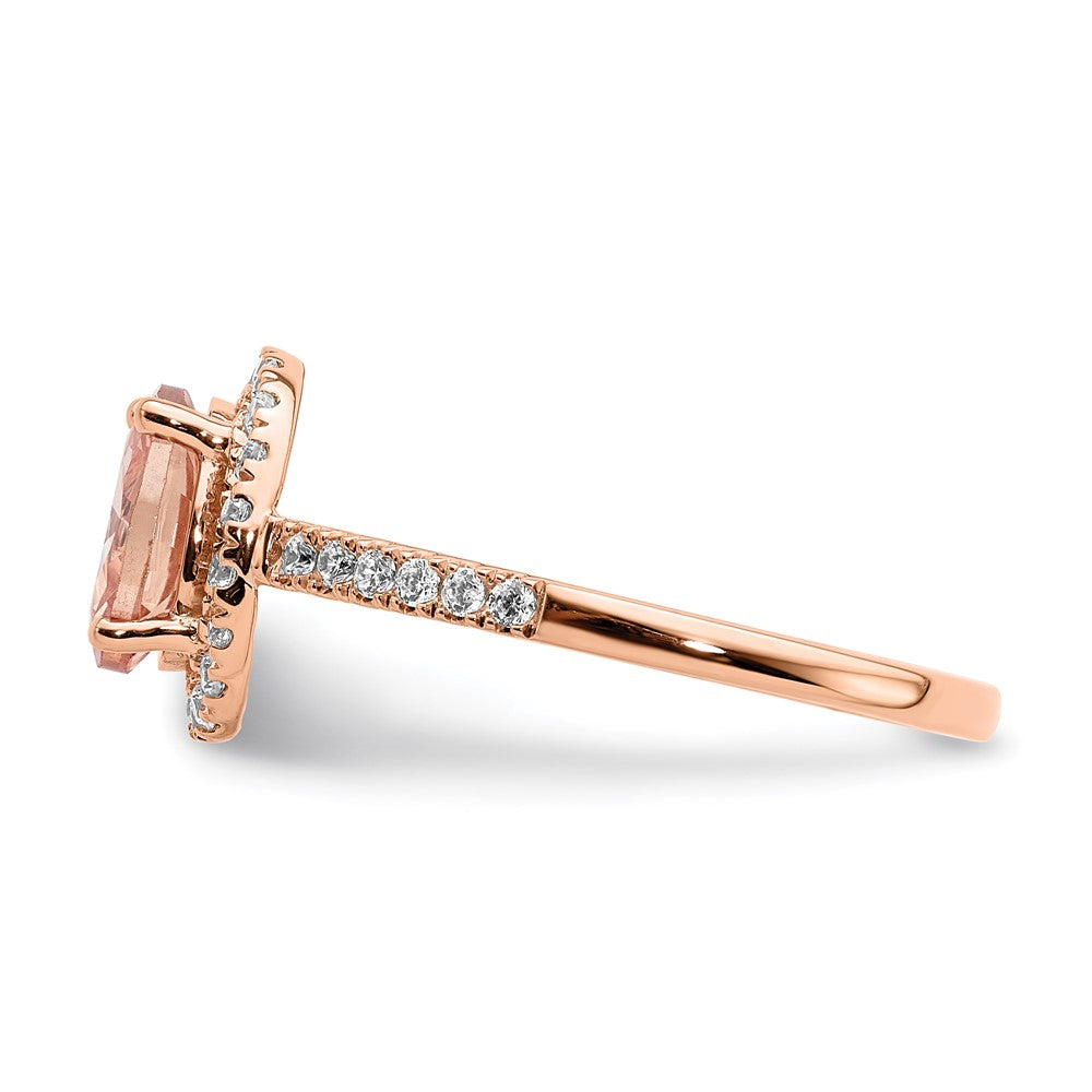 Pure Serenity 14K Roségold Verlobungsring mit 0,33 ct. Laborgezüchtetem Diamant VS/SI+ G+ und ovalem Morganit-Halo
