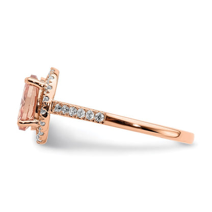 Pure Serenity 14K Roségold Verlobungsring mit 0,33 ct. Laborgezüchtetem Diamant VS/SI+ G+ und ovalem Morganit-Halo