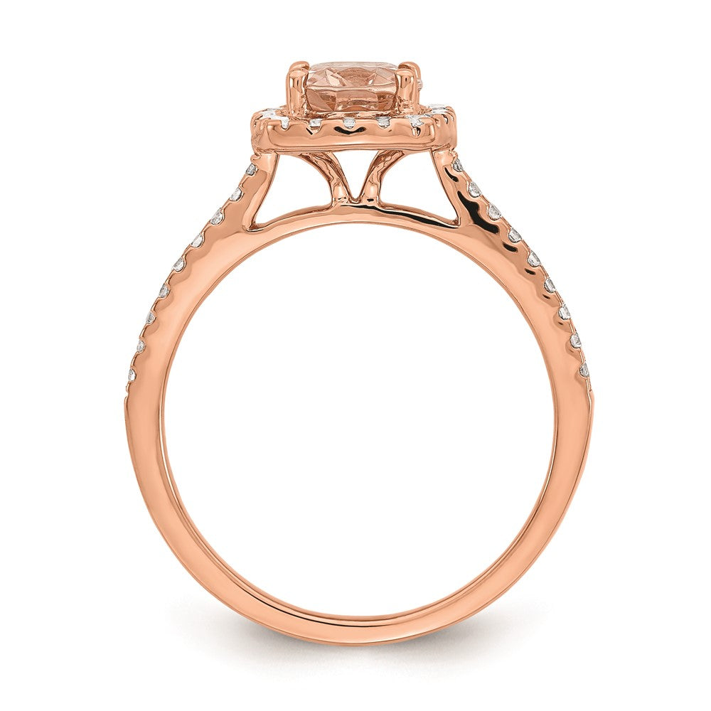 14K Roségold Morganit Diamant-Halo-Verlobungsring