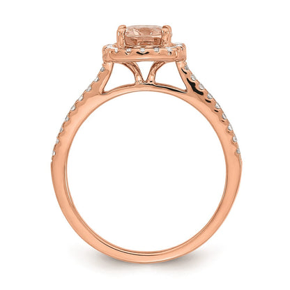 14K Roségold Morganit Diamant-Halo-Verlobungsring