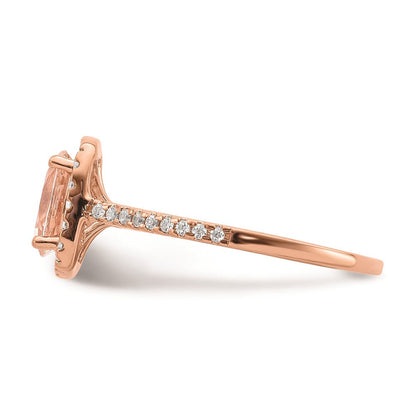 14K Roségold Morganit Diamant-Halo-Verlobungsring