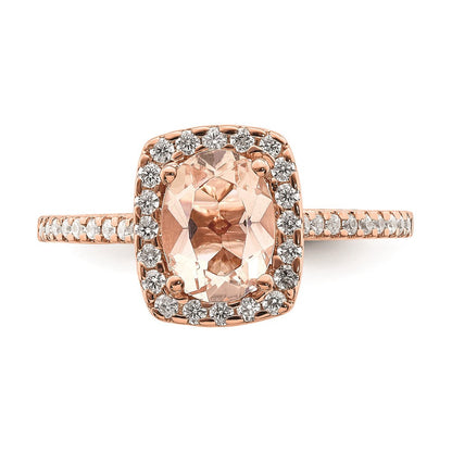 14K Roségold Morganit Diamant-Halo-Verlobungsring