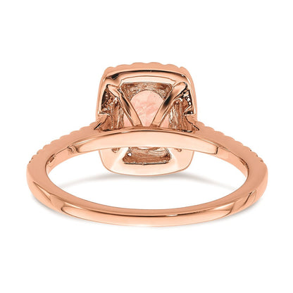 14K Roségold Morganit Diamant-Halo-Verlobungsring