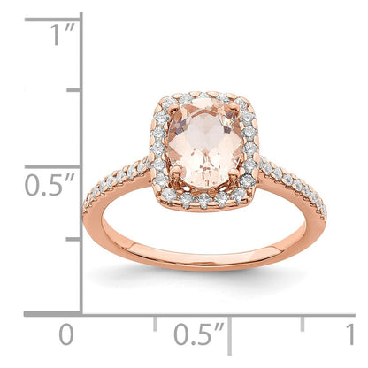 14K Roségold Morganit Diamant-Halo-Verlobungsring