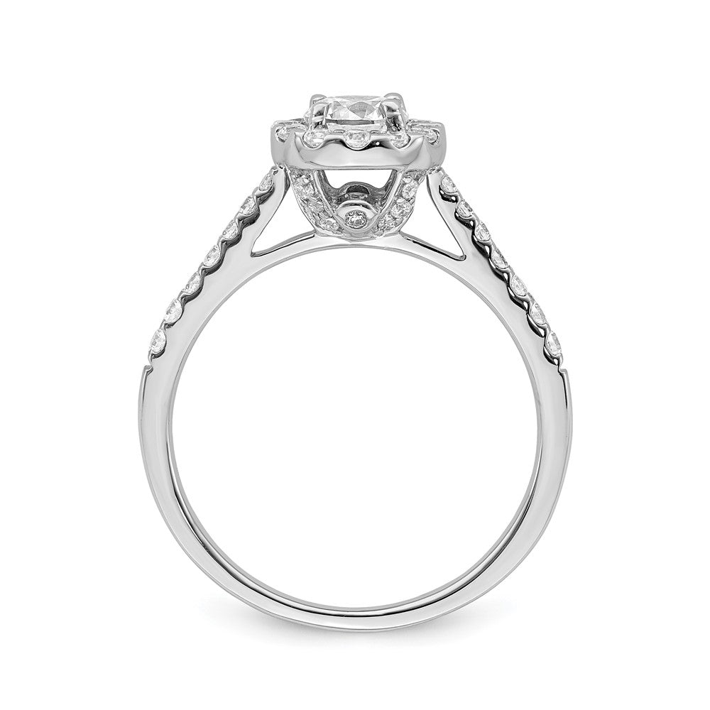 14K Weißgold Heiligenschein Plus (holds 1/2 Karat (5.2mm) Rund Mittig) 3/8 Diamant Halbfassung Verlobungsring