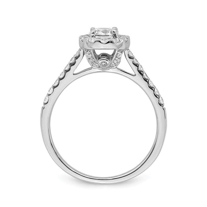 14K Weißgold Heiligenschein Plus (holds 1/2 Karat (5.2mm) Rund Mittig) 3/8 Diamant Halbfassung Verlobungsring