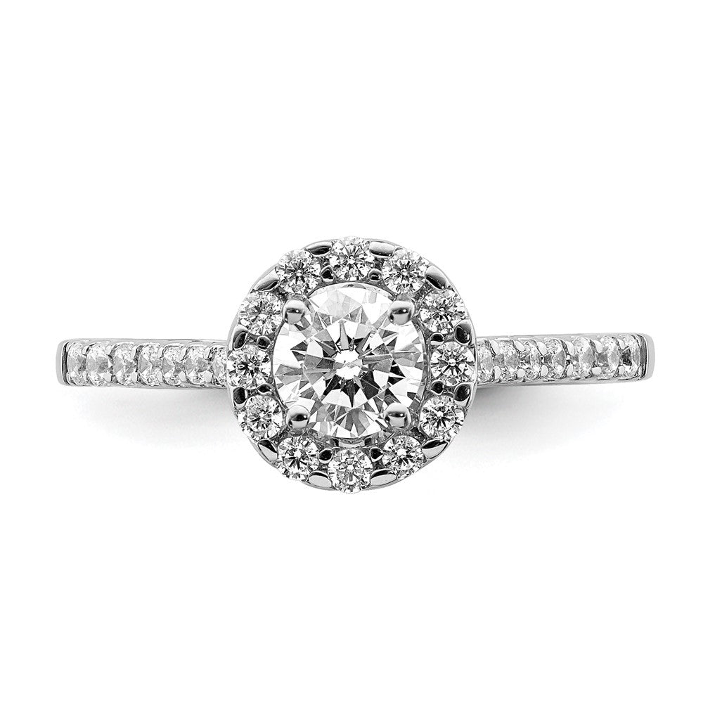 14K Weißgold Heiligenschein Plus (holds 1/2 Karat (5.2mm) Rund Mittig) 3/8 Diamant Halbfassung Verlobungsring