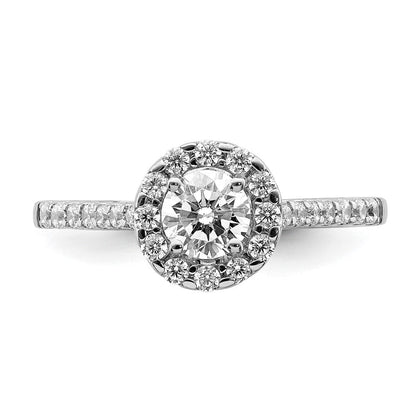 14K Weißgold Heiligenschein Plus (holds 1/2 Karat (5.2mm) Rund Mittig) 3/8 Diamant Halbfassung Verlobungsring