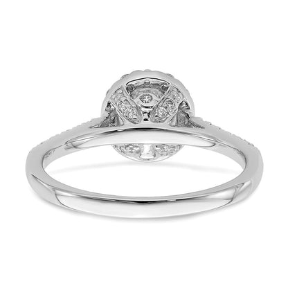 14K Weißgold Heiligenschein Plus (holds 1/2 Karat (5.2mm) Rund Mittig) 3/8 Diamant Halbfassung Verlobungsring