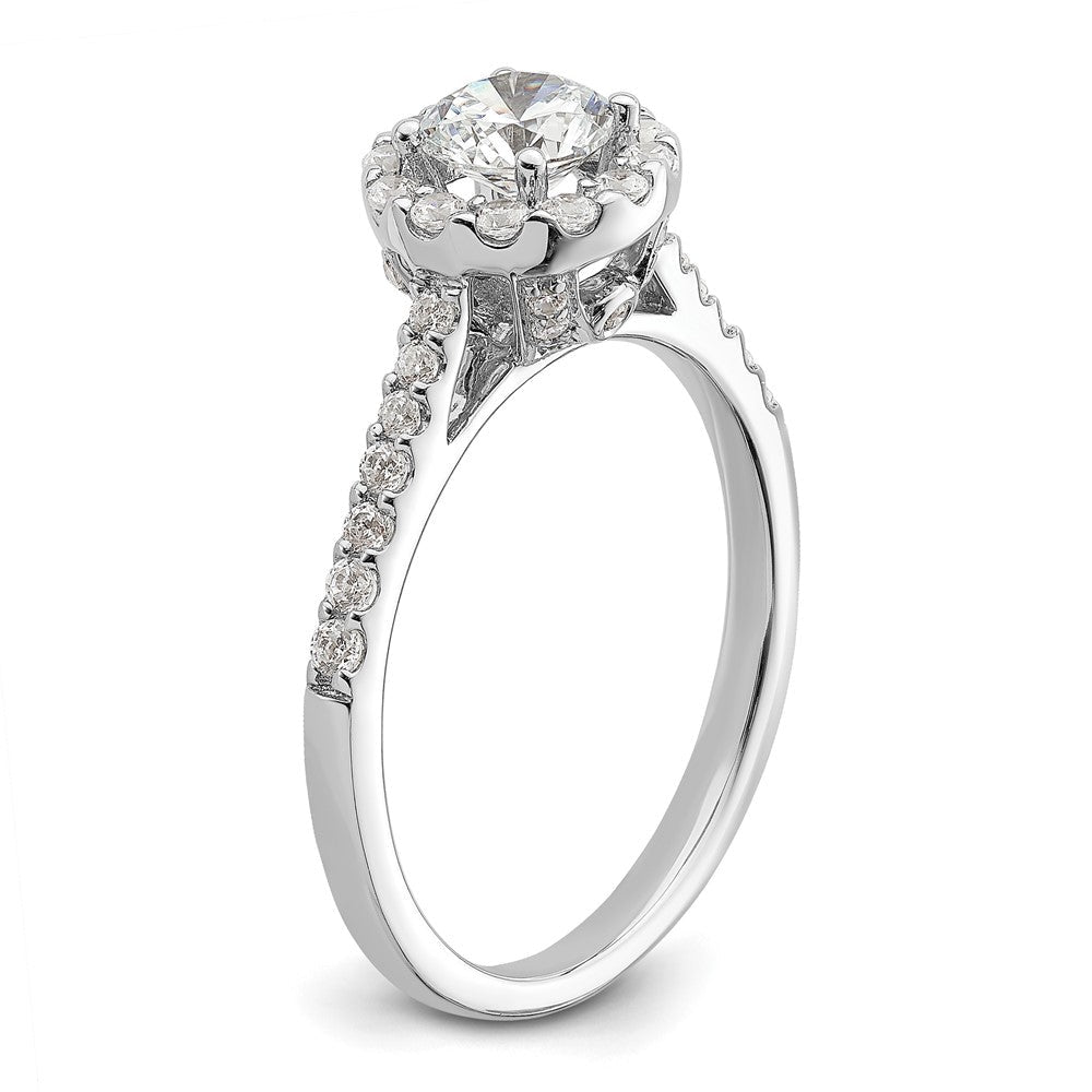 14K Weißgold Heiligenschein Plus (holds 1/2 Karat (5.2mm) Rund Mittig) 3/8 Diamant Halbfassung Verlobungsring