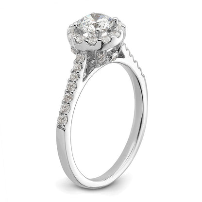 14K Weißgold Heiligenschein Plus (holds 1/2 Karat (5.2mm) Rund Mittig) 3/8 Diamant Halbfassung Verlobungsring