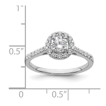 14K Weißgold Heiligenschein Plus (holds 1/2 Karat (5.2mm) Rund Mittig) 3/8 Diamant Halbfassung Verlobungsring
