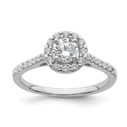 14K Weißgold Heiligenschein Plus (holds 1/2 Karat (5.2mm) Rund Mittig) 3/8 Diamant Halbfassung Verlobungsring