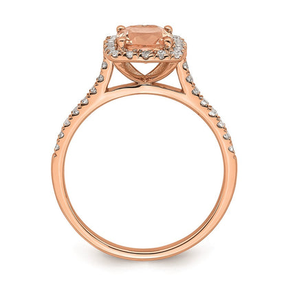 Verlobungsring mit Halo aus 14K Roségold mit Morganit und echten Diamanten