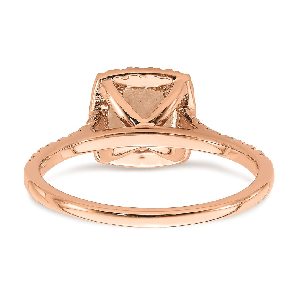 Verlobungsring mit Halo aus 14K Roségold mit Morganit und echten Diamanten