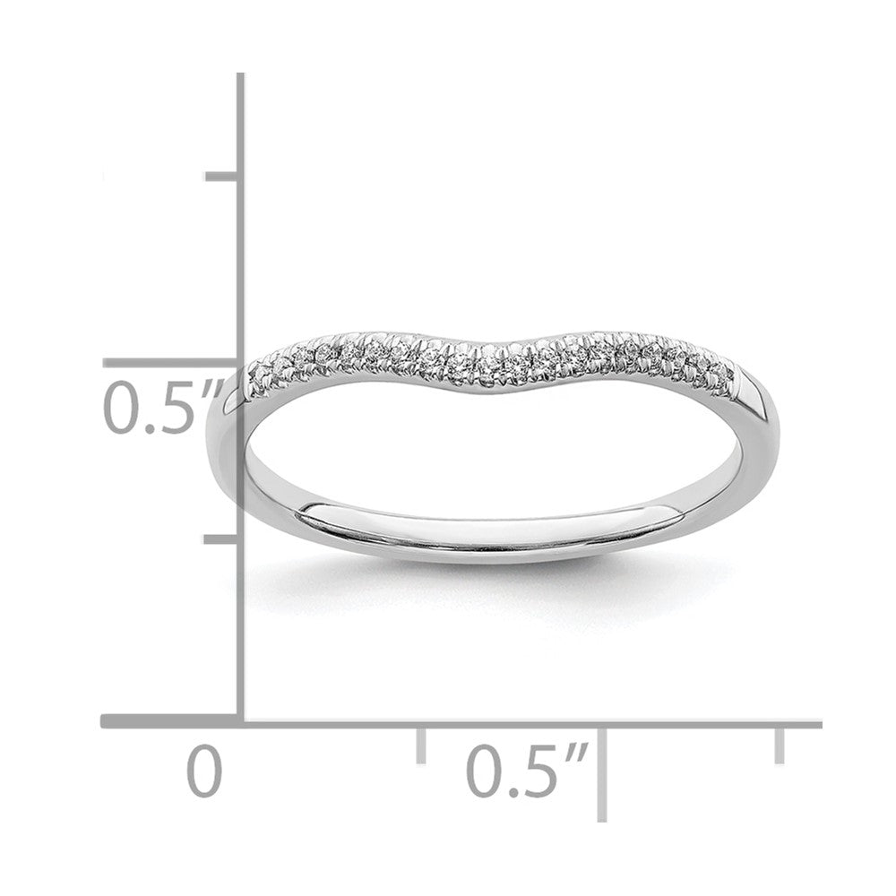 14K Weißgold Ehering mit echten Diamanten, konturiert