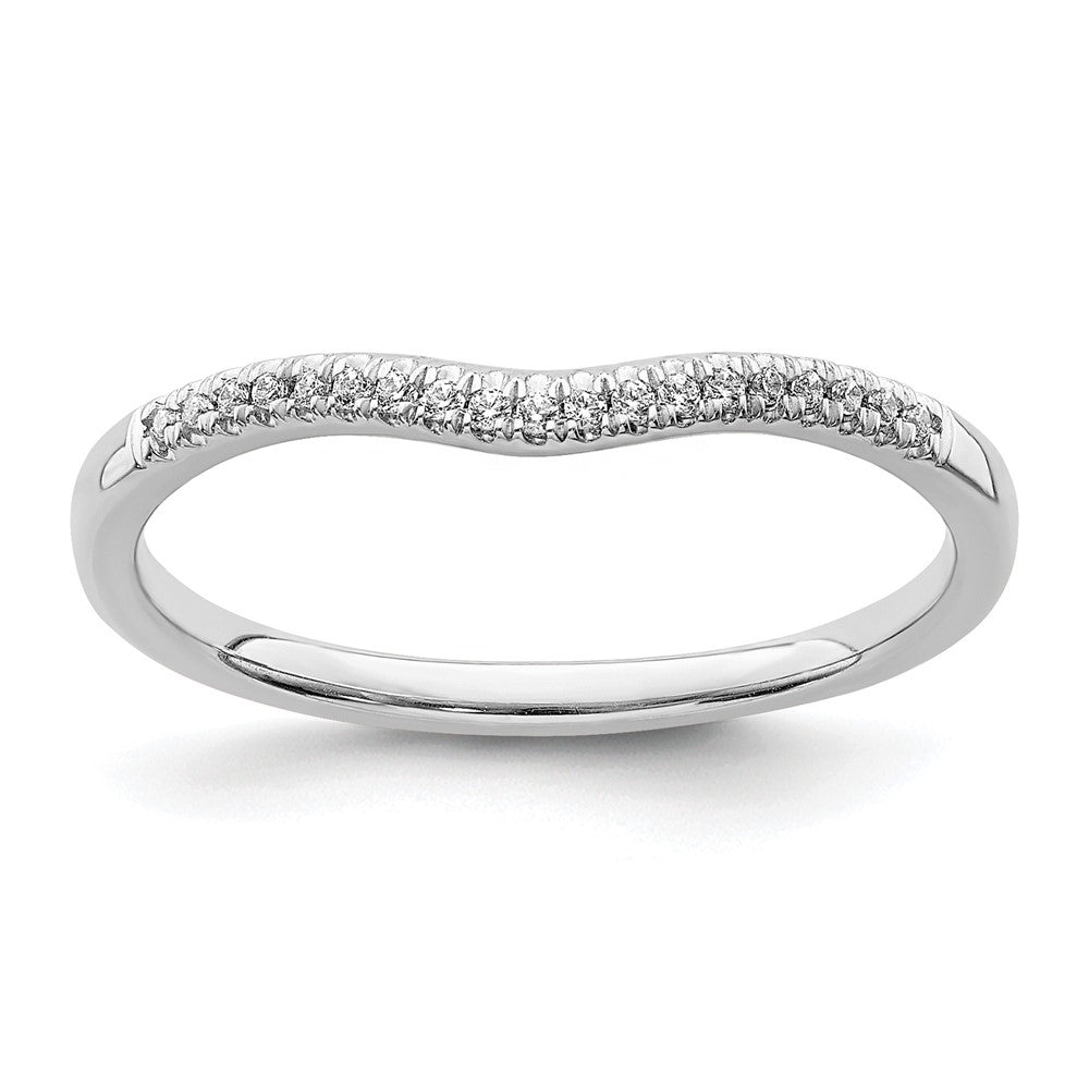 14K Weißgold Ehering mit echten Diamanten, konturiert