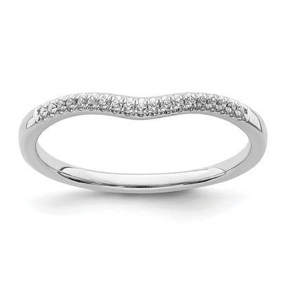 14K Weißgold Ehering mit echten Diamanten, konturiert