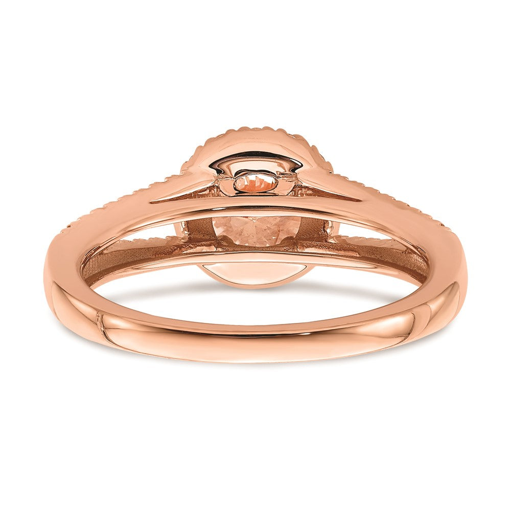 14K Roségold Morganit Echtdiamant-Halo-Verlobungsring