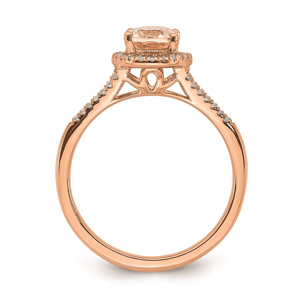 14K Roségold Verlobungsring mit Morganit und echten Diamanten im Halo-Design
